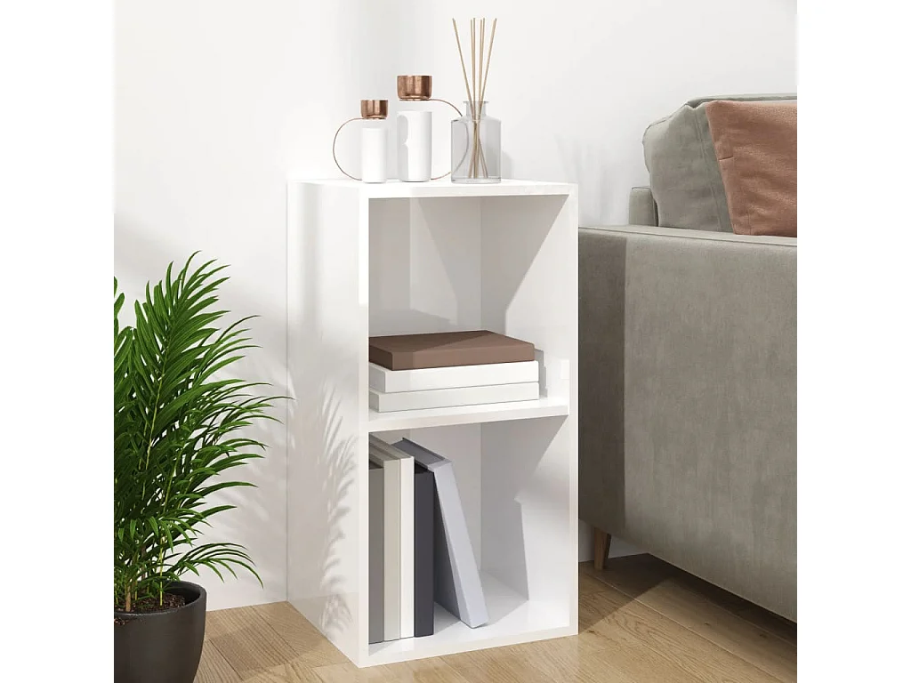 Caixa de armazenamento de vinil branco brilhante 71x34x36 cm