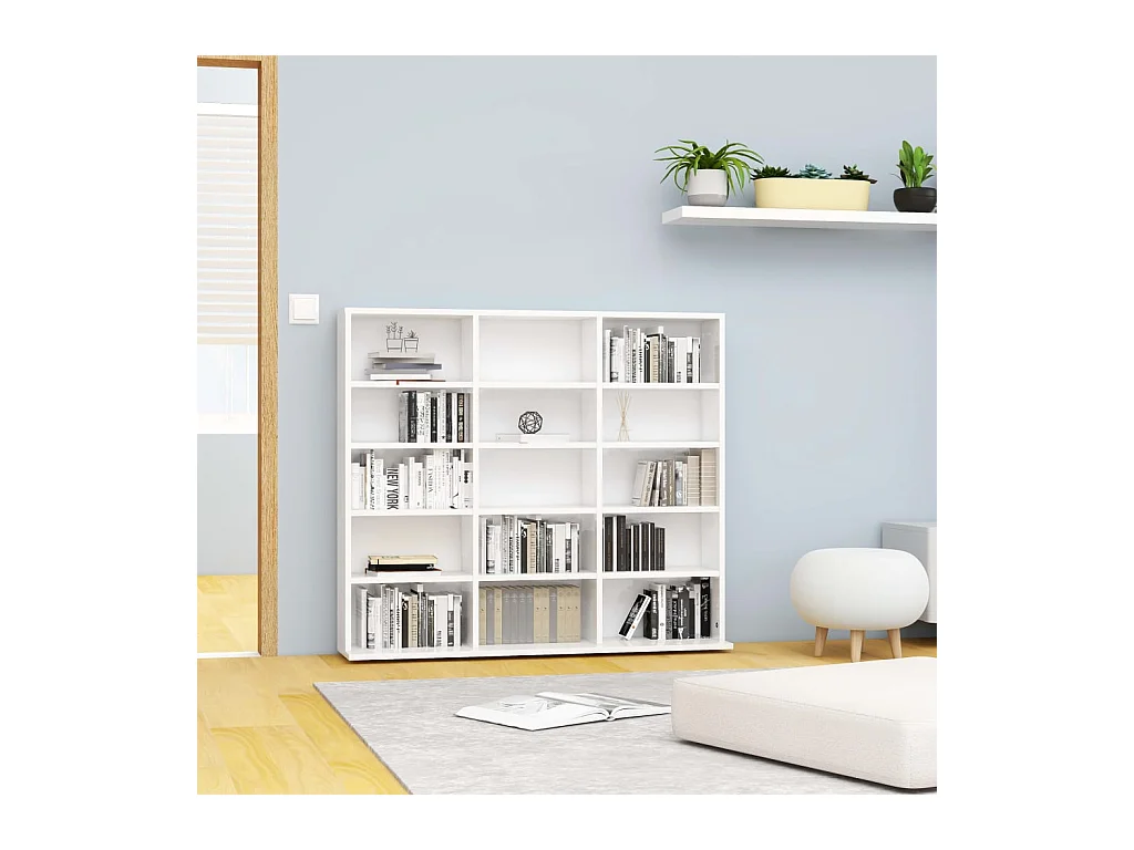 Armoire à CD Blanc brillant 102x23x89,5 cm Bois d’ingénierie