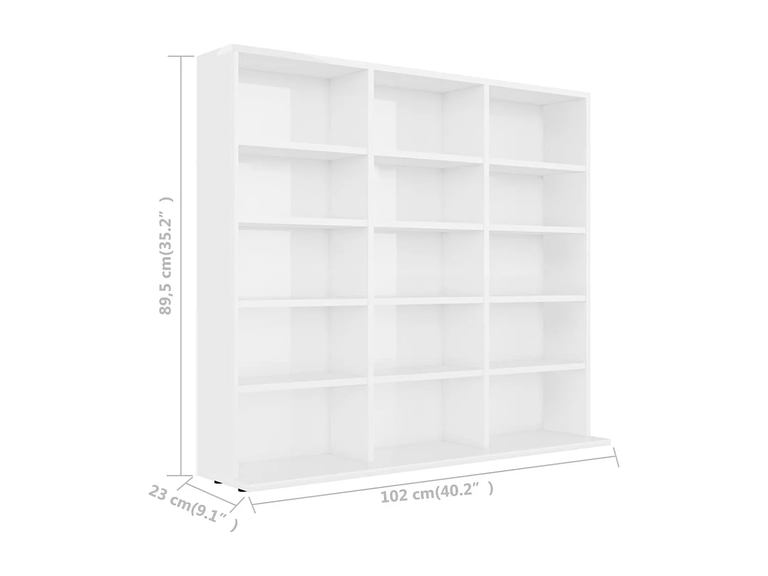 Mobile porta CD Bianco lucido 102x23x89,5 cm MDF