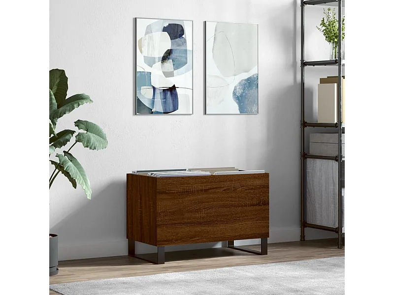 Armoire à disques chêne marron 74,5x38x48 cm bois d'ingénierie