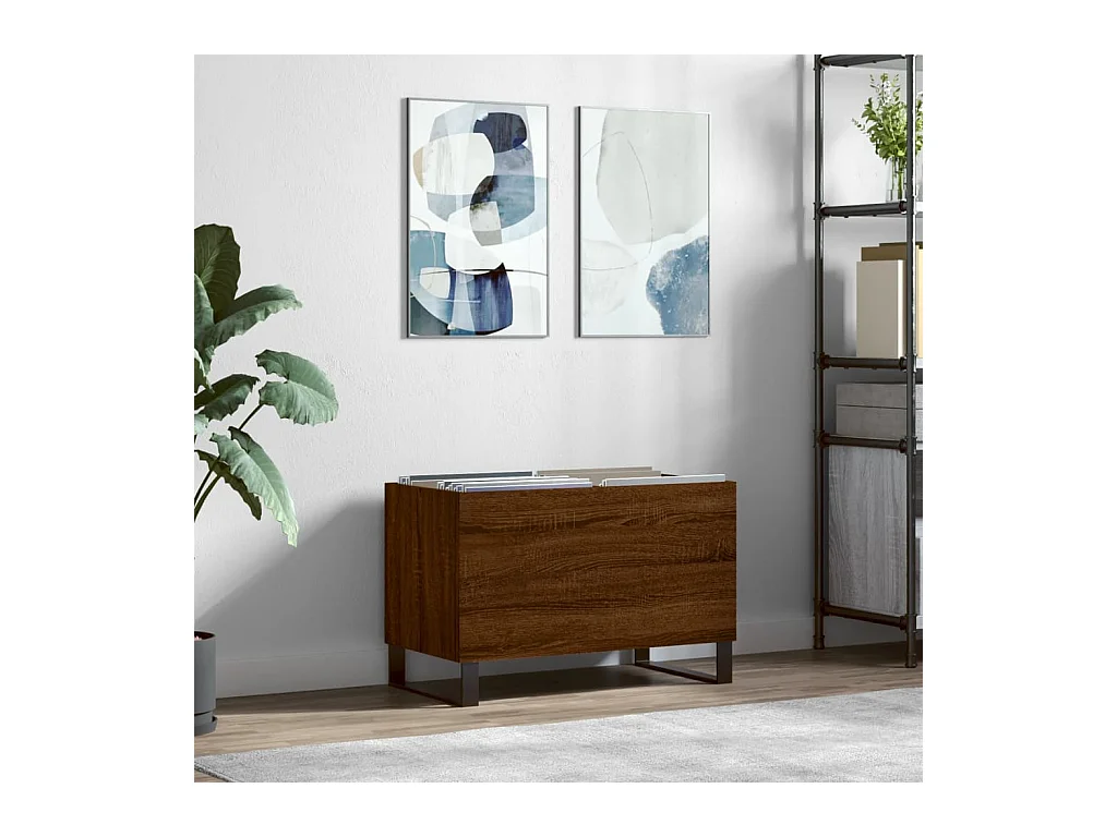 Bruin eiken platenkast 74,5x38x48 cm samengesteld hout