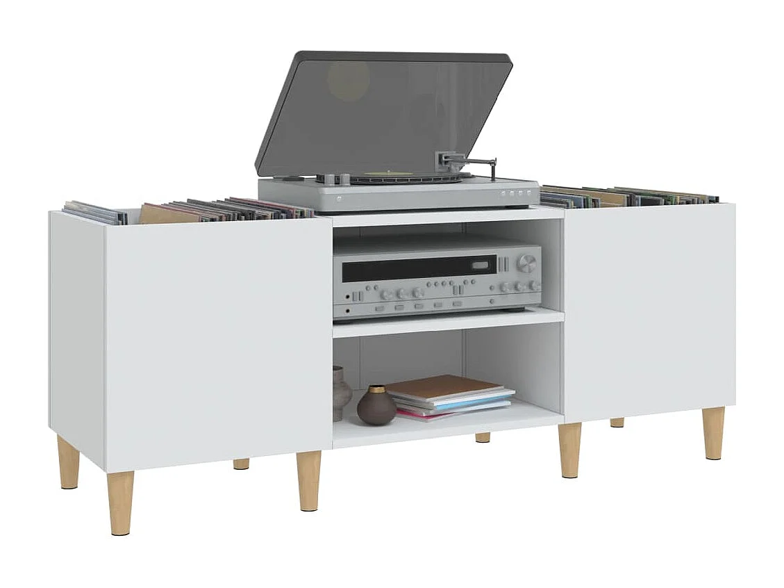 Armário de discos branco 121x38x48 cm madeira projetada