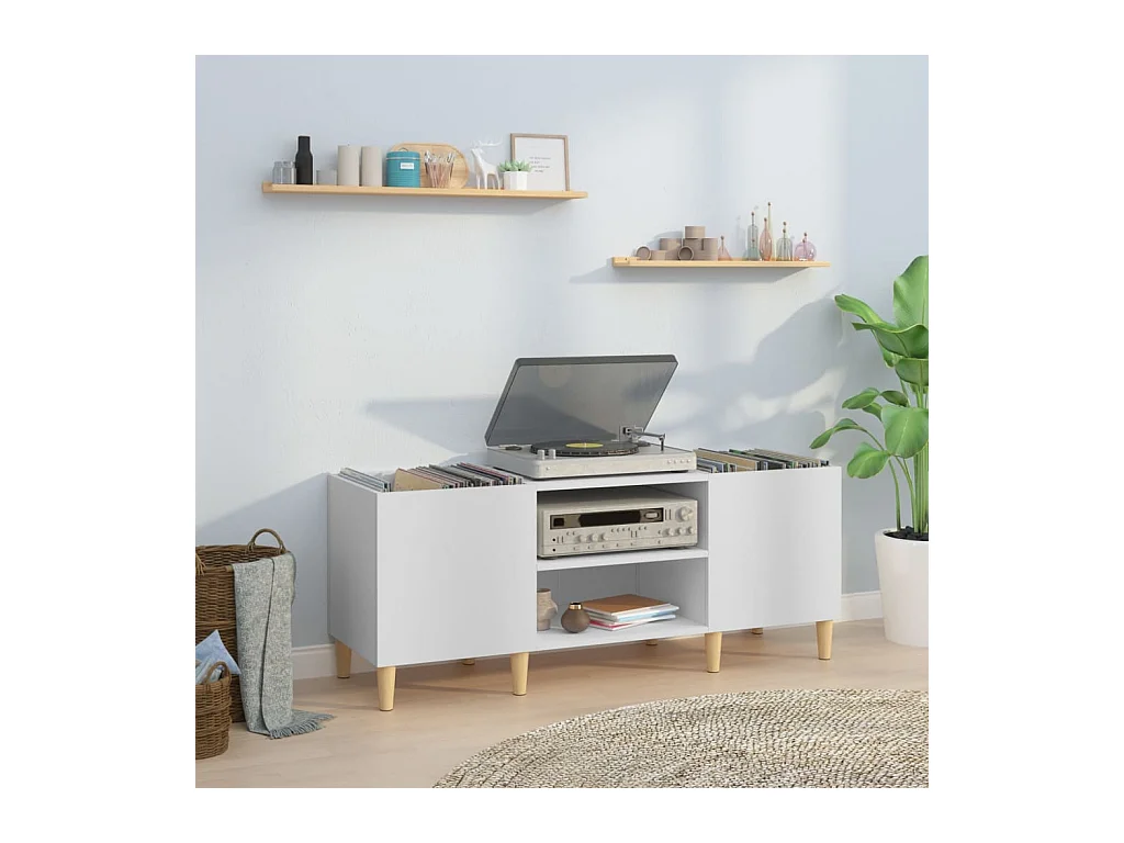 Armoire à disques blanc 121x38x48 cm bois d'ingénierie