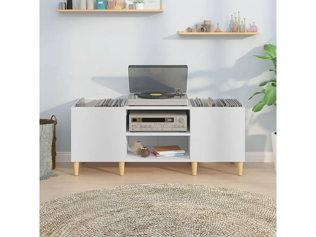 Armoire à disques blanc 121x38x48 cm bois d'ingénierie