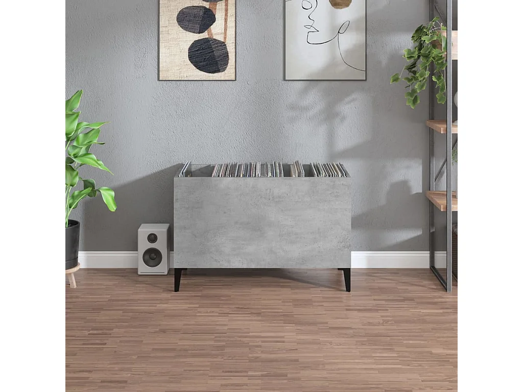 Armoire à disques gris béton 74,5x38x48 cm bois d'ingénierie