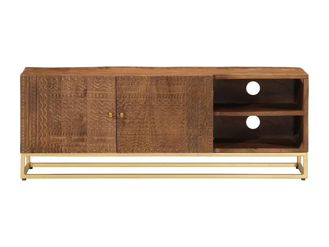 Mueble TV 110x30x40 cm madera maciza de mango y hierro