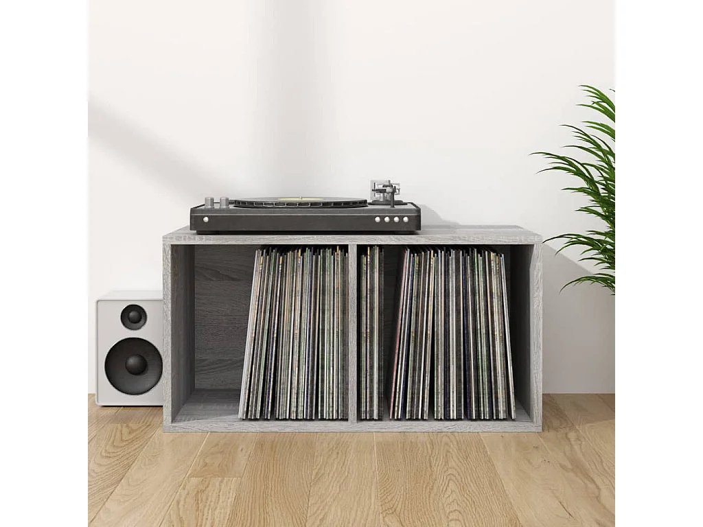 Caja para guardar discos de vinilo Sonoma gris 71x34x36 cm