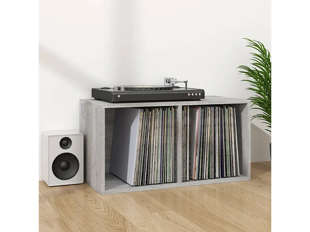 Caja para guardar discos de vinilo Sonoma gris 71x34x36 cm