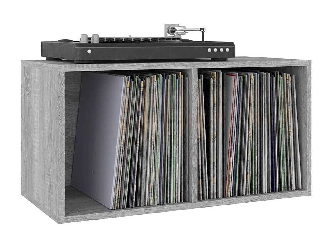 Boîte de rangement à disques vinyle Sonoma gris 71x34x36 cm