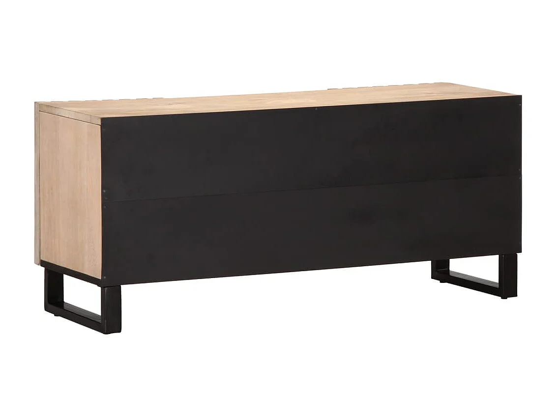 Meuble TV blanc 105x34x46 cm bois massif de manguier