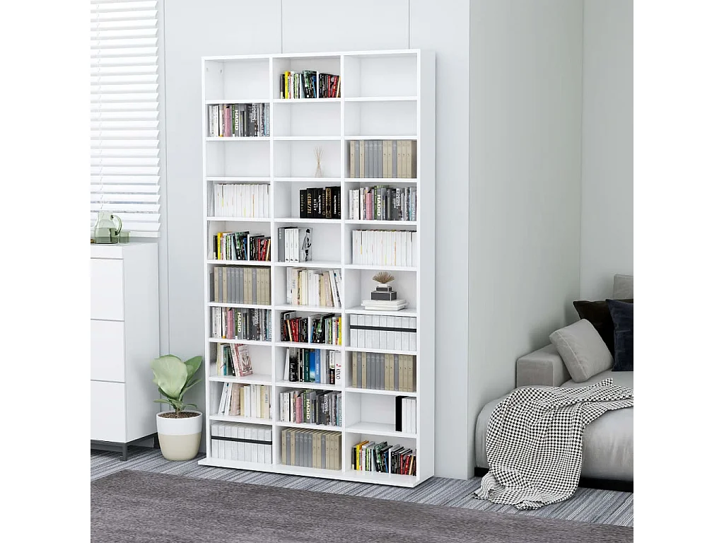 Armoire à CD Blanc 102x16x177,5 cm Bois d'ingénierie