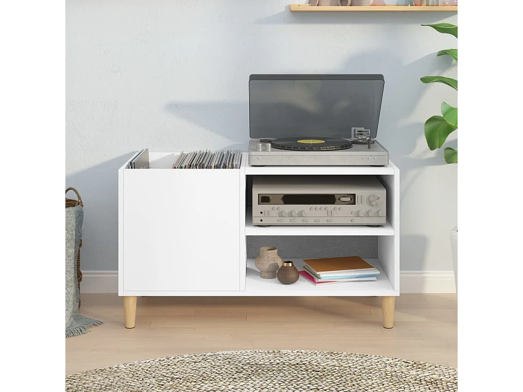 Armoire à disques blanc 84,5x38x48 cm bois d'ingénierie