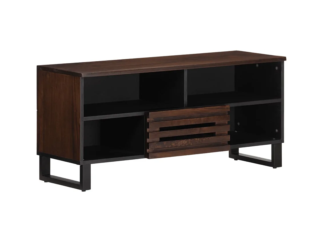 Brauner TV-Schrank 100x34x46 cm aus massivem Mangoholz