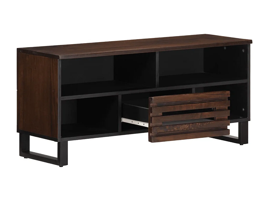 Meuble TV marron 100x34x46 cm bois massif manguier