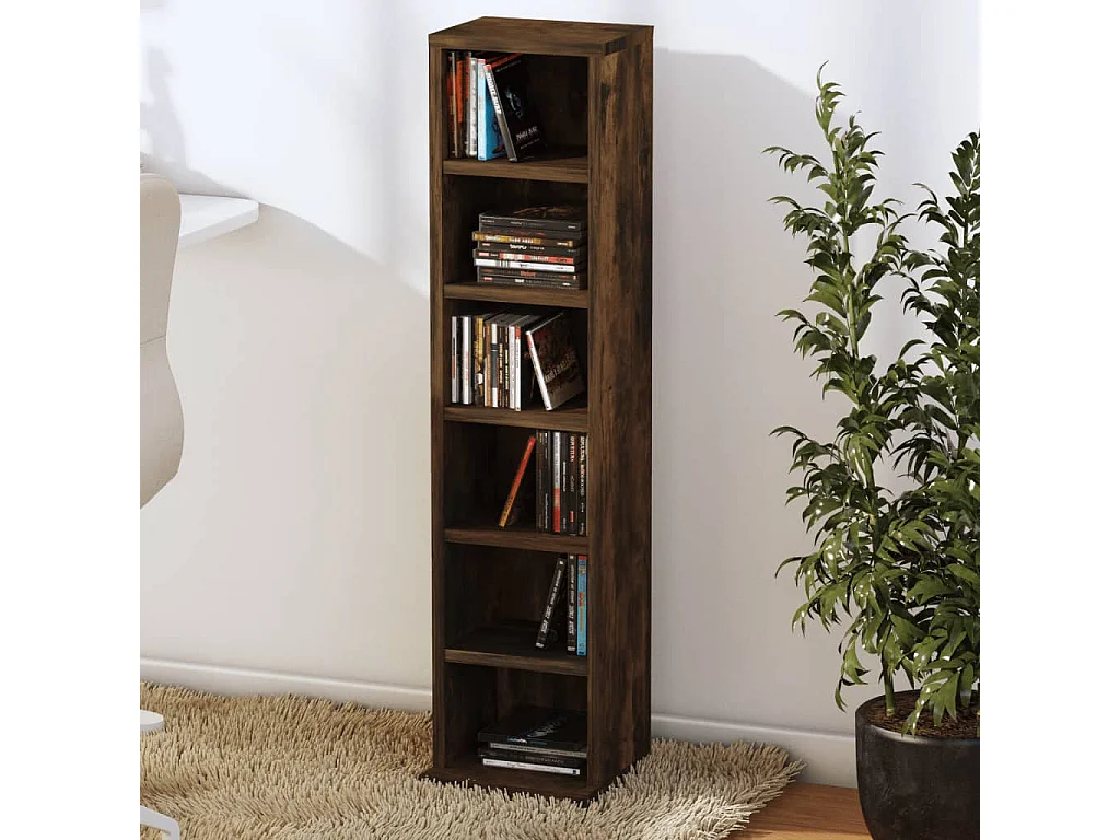 Mobile porta CD Rovere affumicato 21x20x88 cm MDF