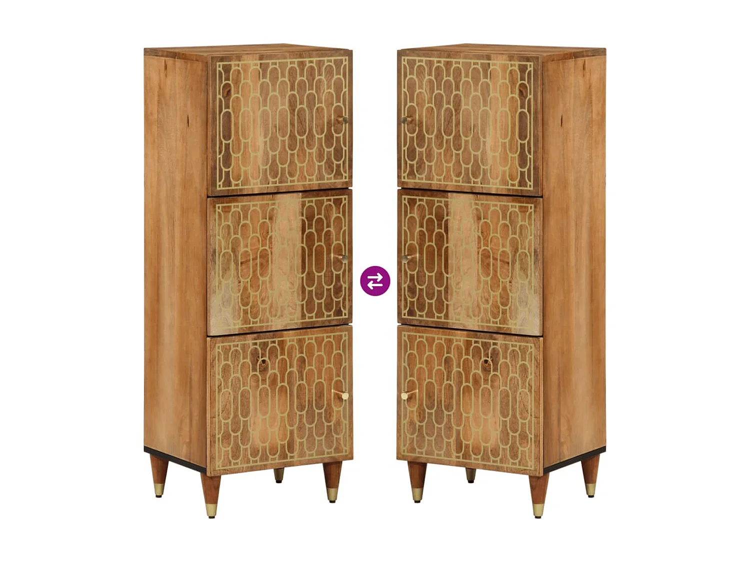 Credenza 40x33x110 cm in legno massello di mango