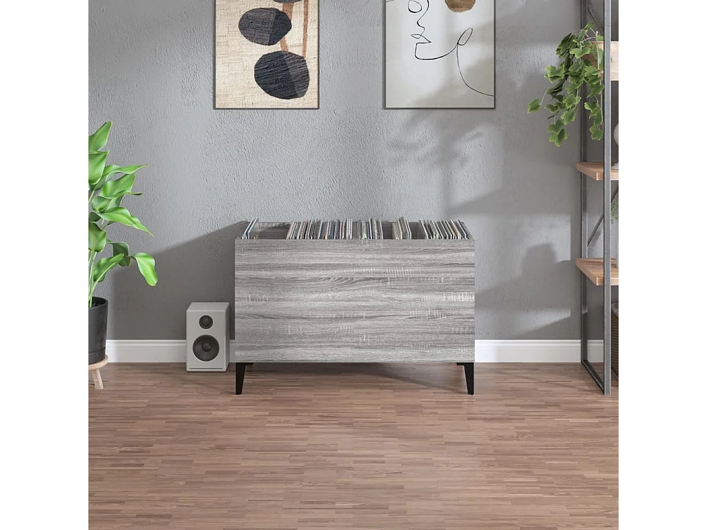 Armário de discos Sonoma cinza 74,5x38x48 cm madeira projetada