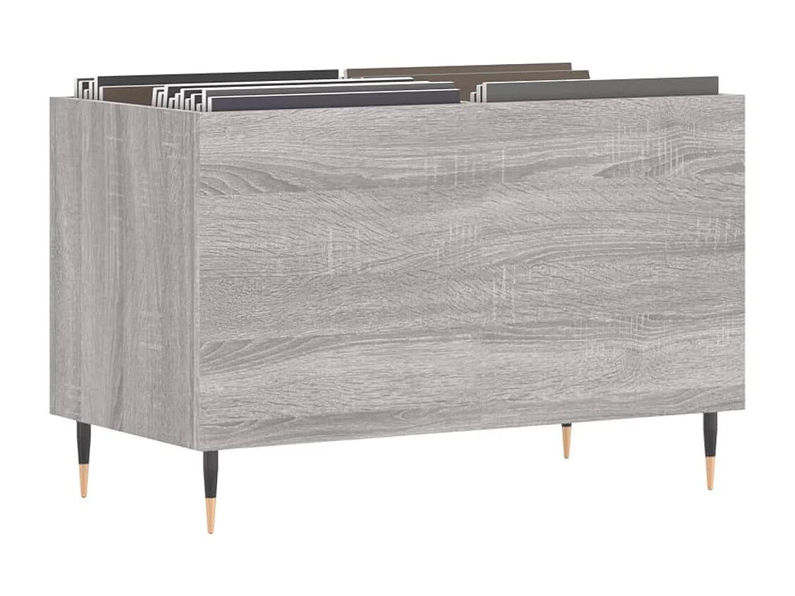 Mueble para discos Sonoma gris 74,5x38x48 cm de madera contrachapada