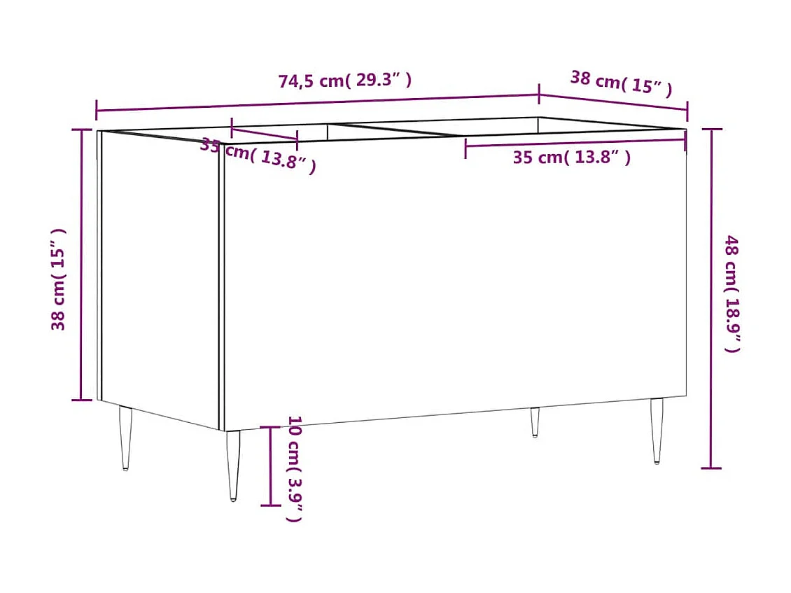 Mueble para discos Sonoma gris 74,5x38x48 cm de madera contrachapada