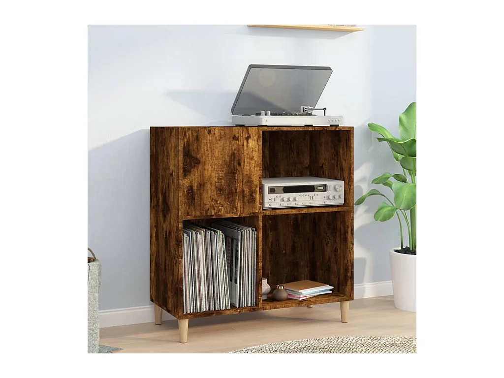 Armoire à disques chêne fumé 84,5x38x89 cm bois d'ingénierie