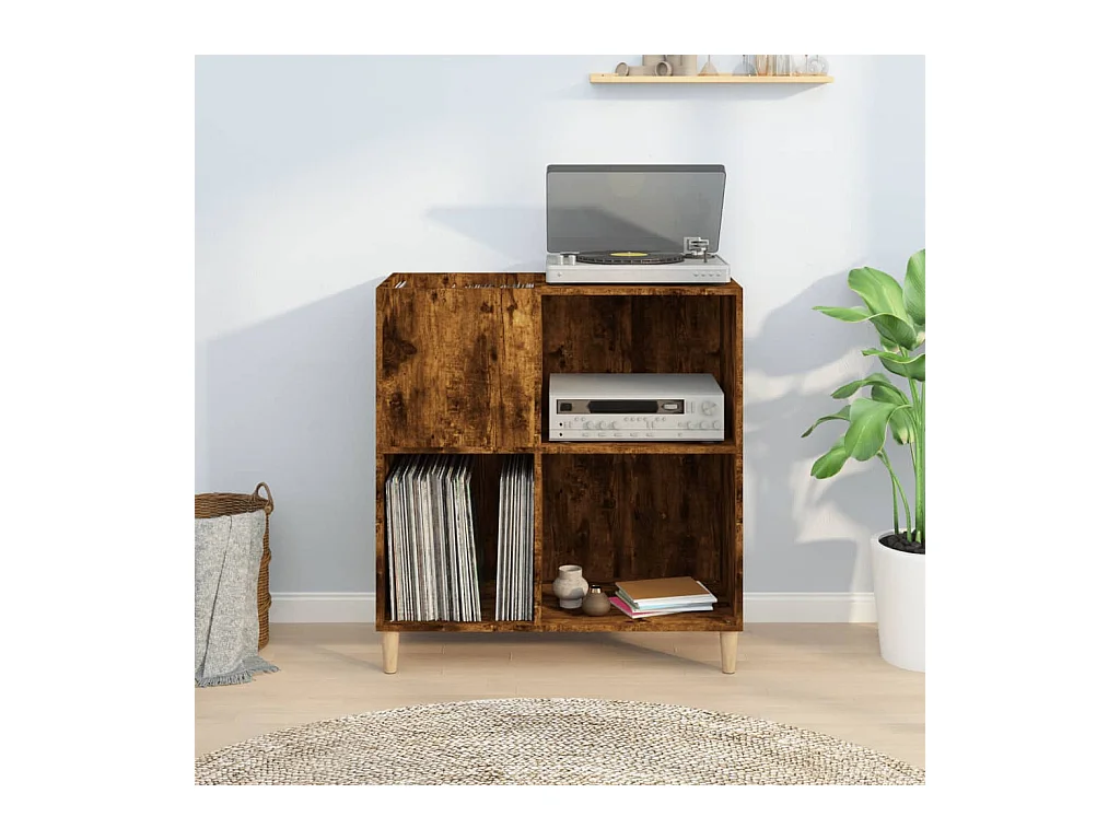 Armoire à disques chêne fumé 84,5x38x89 cm bois d'ingénierie