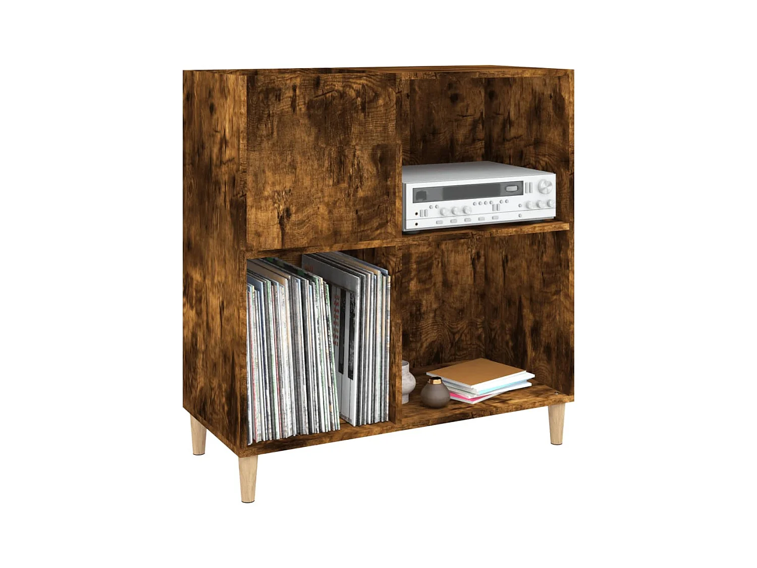 Armoire à disques chêne fumé 84,5x38x89 cm bois d'ingénierie