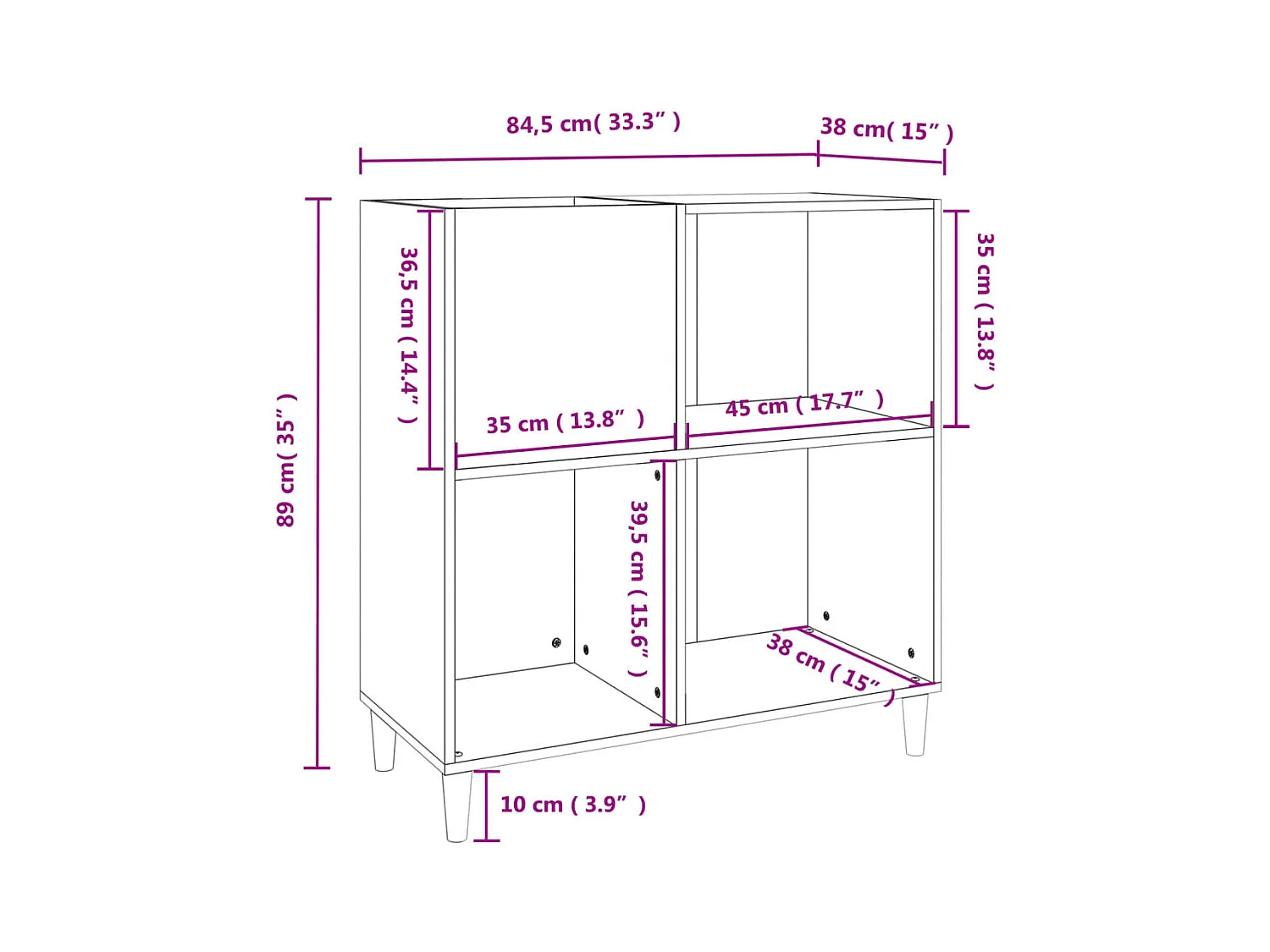 Armoire à disques chêne fumé 84,5x38x89 cm bois d'ingénierie