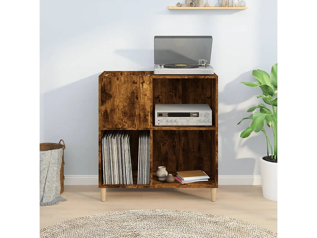 Armoire à disques chêne fumé 84,5x38x89 cm bois d'ingénierie