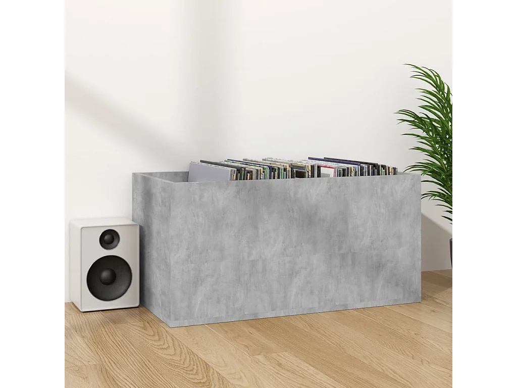 Caixa de armazenamento de vinil cinza concreto 71x34x36 cm