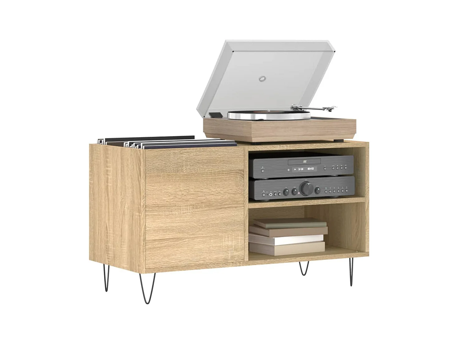 Mobile per dischi in rovere Sonoma 85x38x48 cm in multistrato