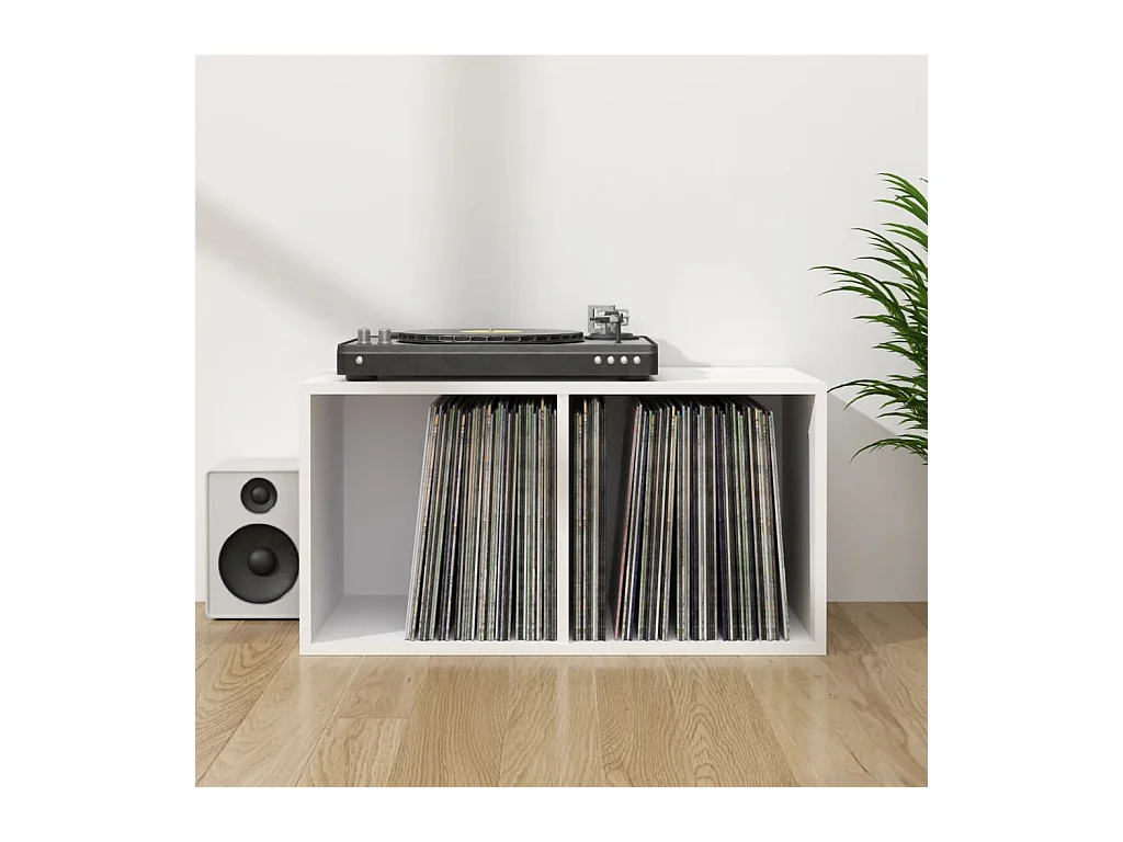 Boîte de rangement vinyles Blanc 71x34x36 cm Bois d'ingénierie
