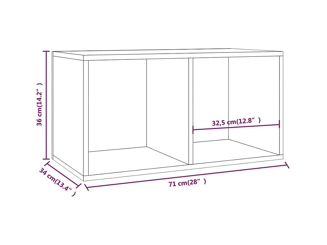 Vinyl opbergdoos Wit 71x34x36 cm Bewerkt hout
