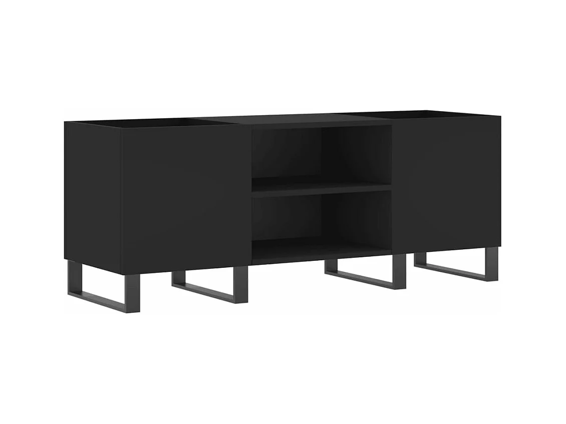 Armoire à disques noir 121x38x48 cm bois d'ingénierie