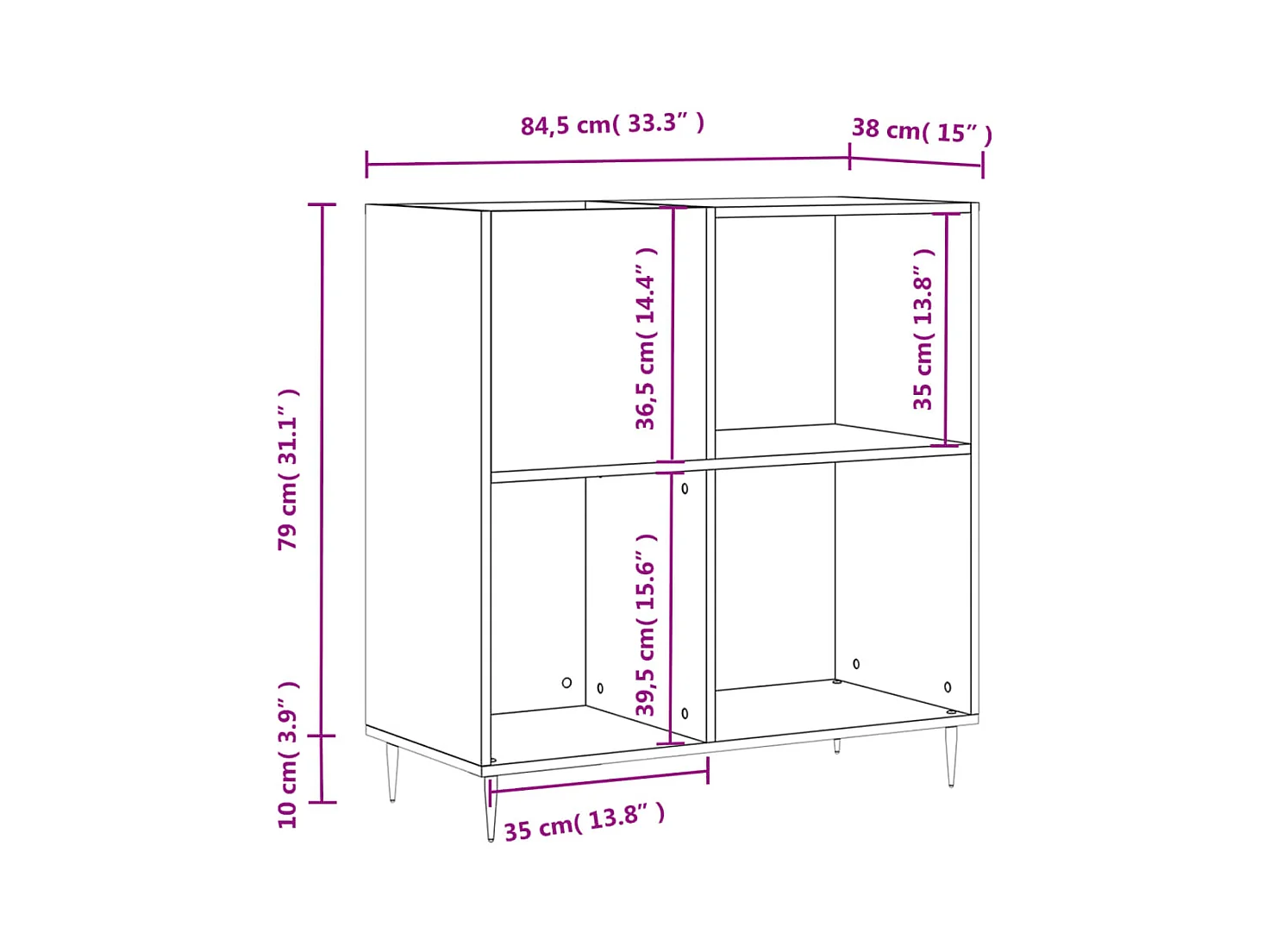 Armoire à disques chêne sonoma 84,5x38x89 cm bois d'ingénierie