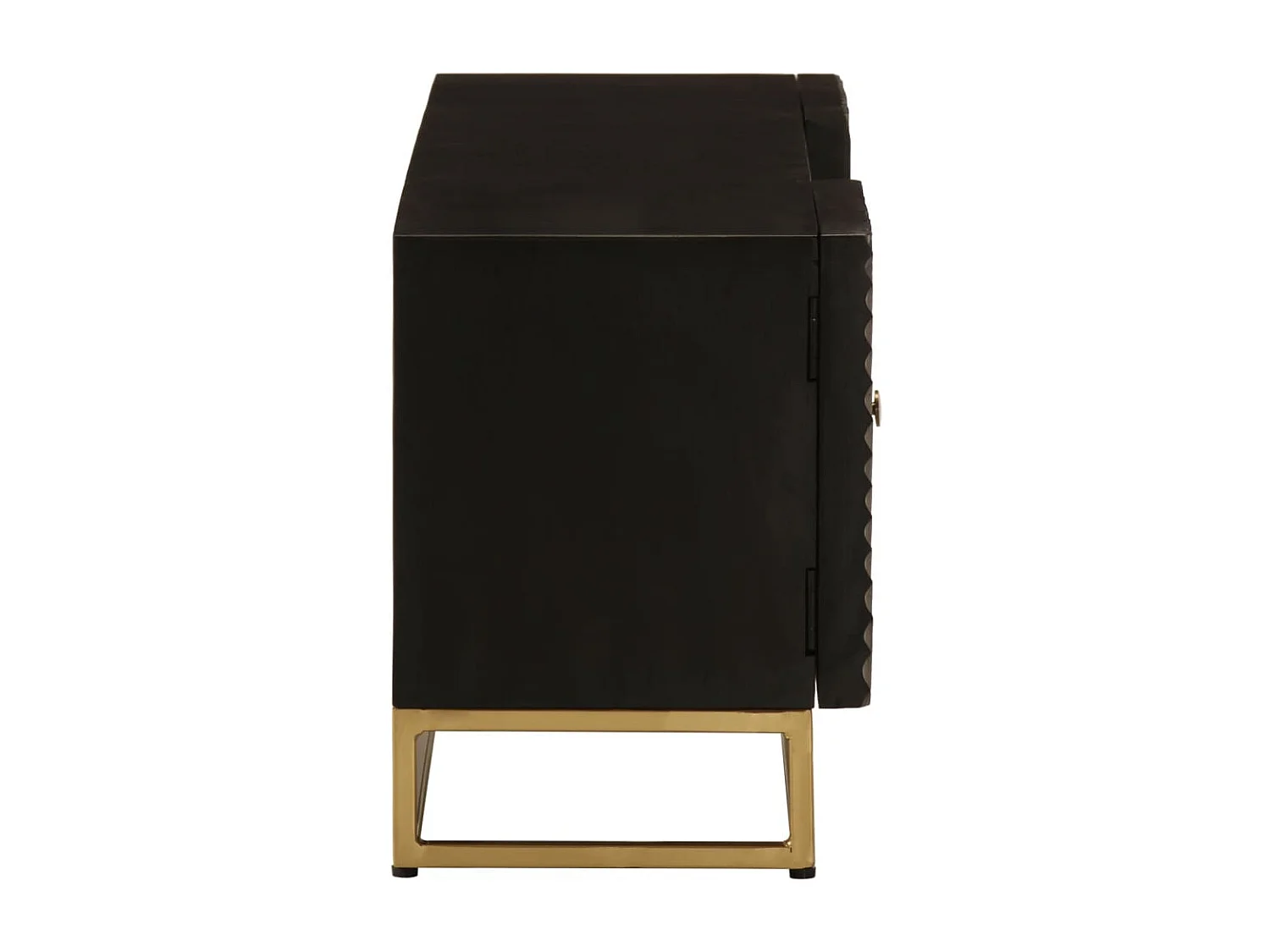 Meuble TV noir 110x30x40 cm bois massif de manguier et fer