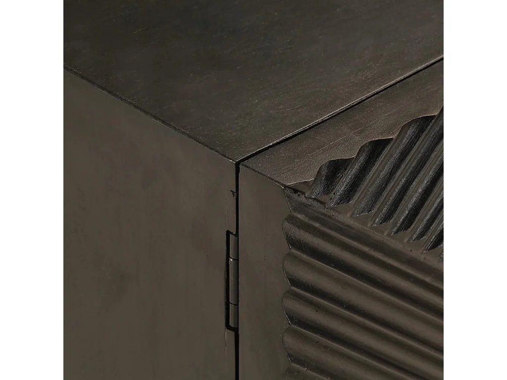 Meuble TV noir 110x30x40 cm bois massif de manguier et fer