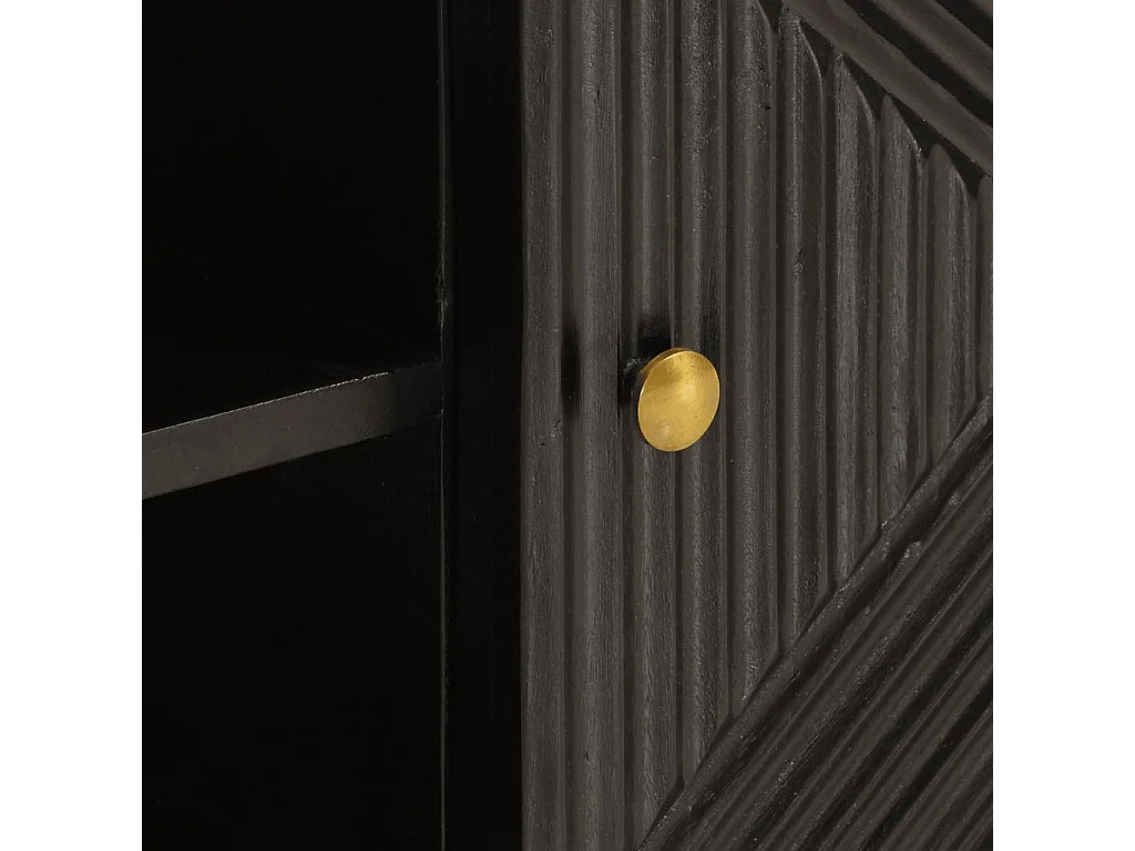 Meuble TV noir 110x30x40 cm bois massif de manguier et fer