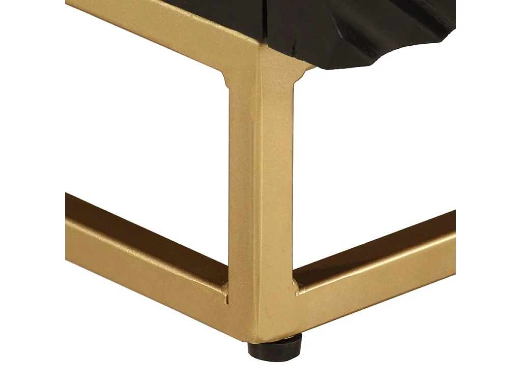 Meuble TV noir 110x30x40 cm bois massif de manguier et fer