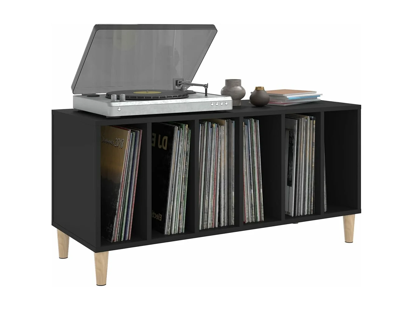 Armoire à disques noir 100x38x48 cm bois d'ingénierie