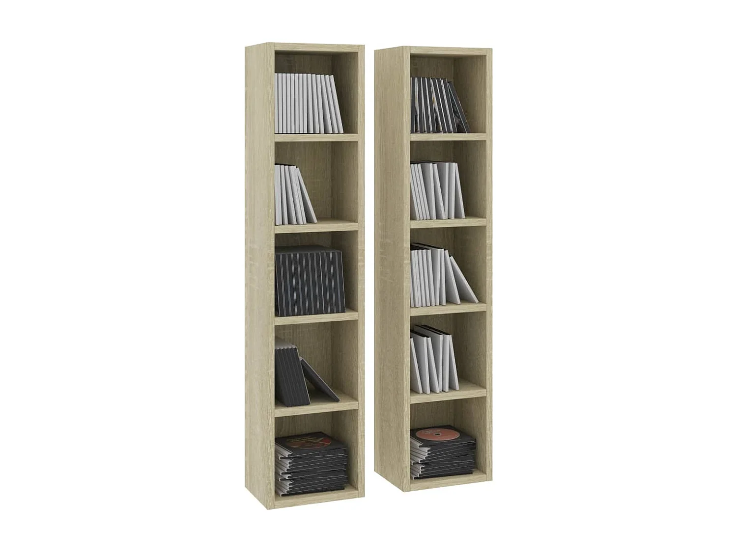 Armadietti per CD 2 pezzi Rovere Sonoma 21x16x93,5 cm MDF