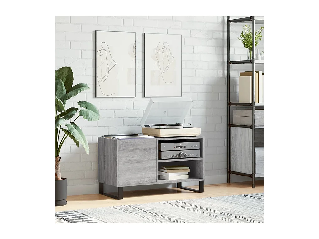 Mobile per dischi Sonoma grigio 85x38x48 cm in MDF