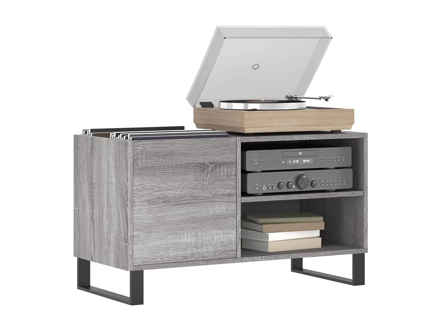 Armoire à disques sonoma gris 85x38x48 cm bois d'ingénierie