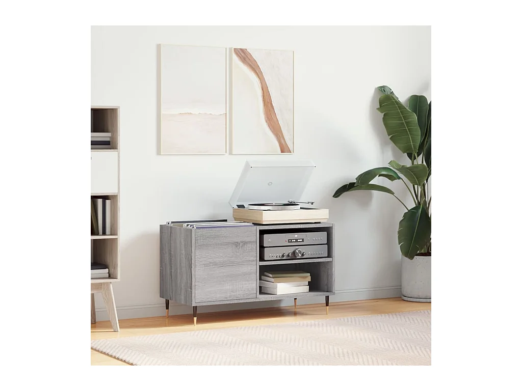 Mobile per dischi Sonoma grigio 85x38x48 cm in MDF
