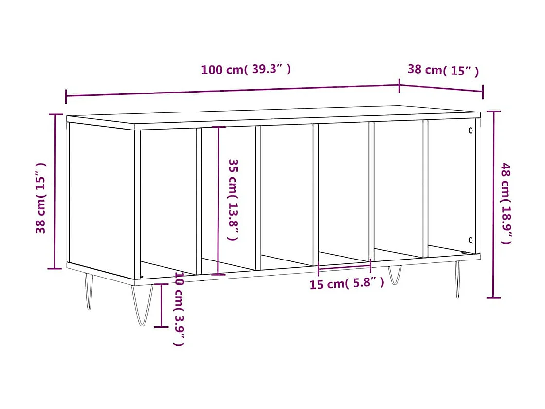 Armoire à disques blanc 100x38x48 cm bois d'ingénierie
