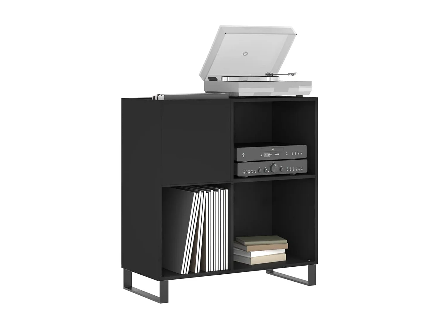 Schwarzer Plattenschrank 84,5 x 38 x 89 cm, Holzwerkstoff