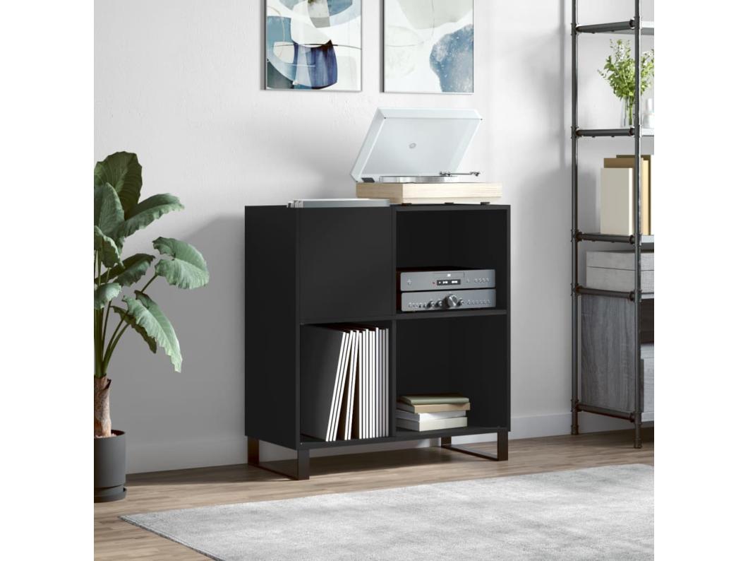 Mueble para discos negro 84,5x38x89 cm de madera contrachapada