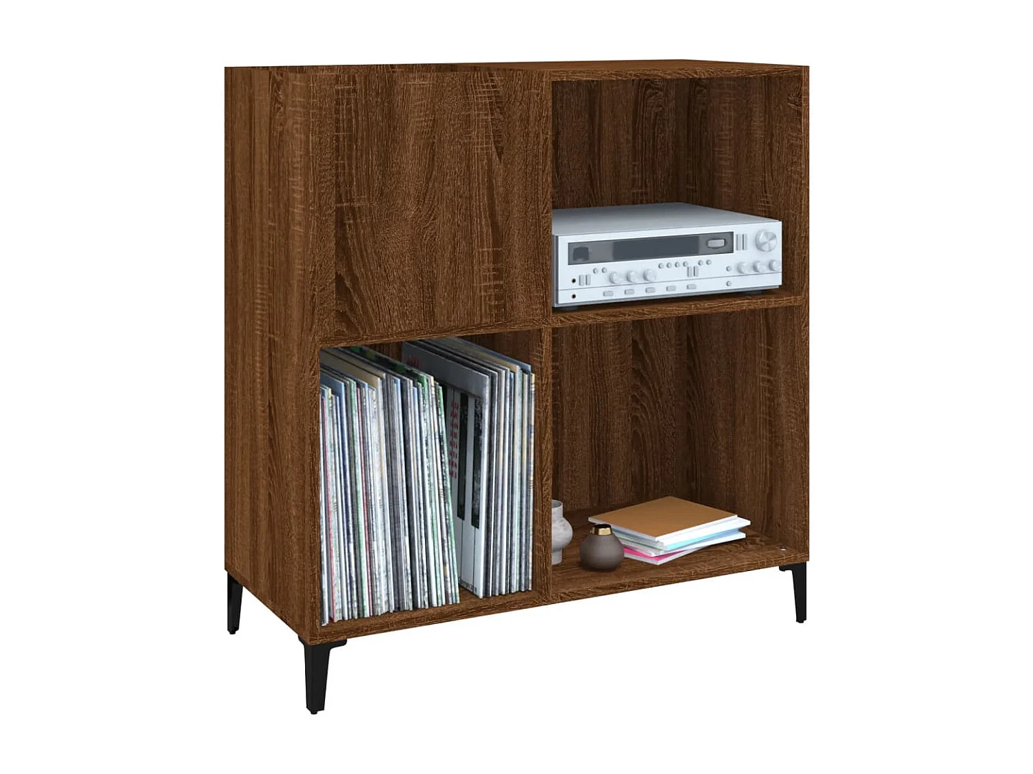 Mobile per dischi in rovere marrone 84,5x38x89 cm in multistrato