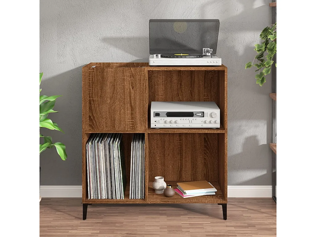 Armoire à disques chêne marron 84,5x38x89 cm bois d'ingénierie