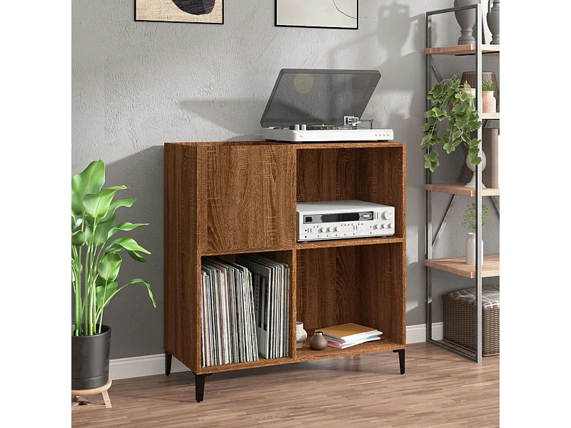 Bruin eiken platenkast 84,5x38x89 cm samengesteld hout