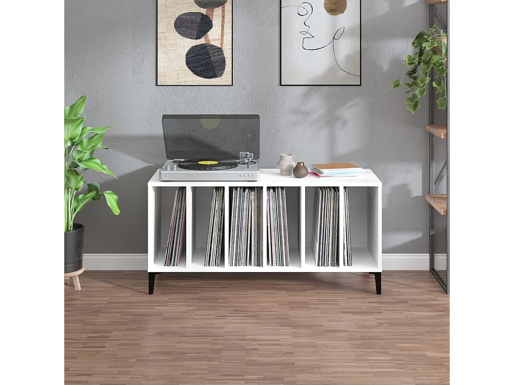 Armário de discos branco 100x38x48 cm madeira projetada